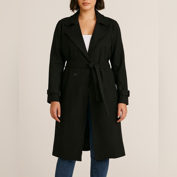 N Philanthropy Passport Trench Coat Black Belted Minimalist Style - Picture 1 of 6